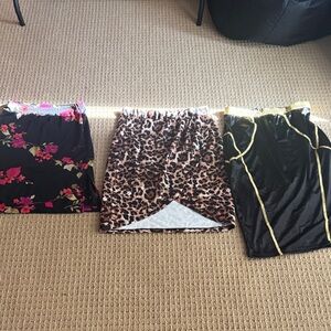 Set of Three Stylish Skirts - Floral, Leopard, and Black with Yellow Trim